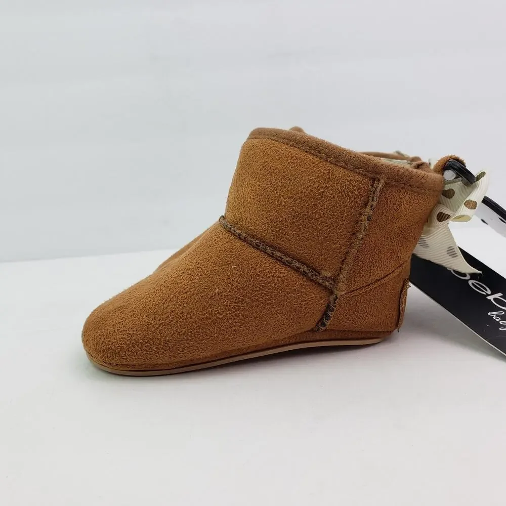 Bebe Baby Infant Newborn Girls Size 1 0-3 Months Brown Warm Booties Shoes